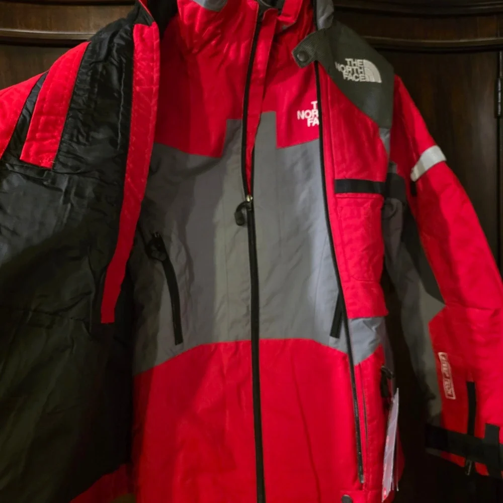 The North Face Steep Tech Jacket Red Grey‎ Technical Ski Coat Mens Medium NWT